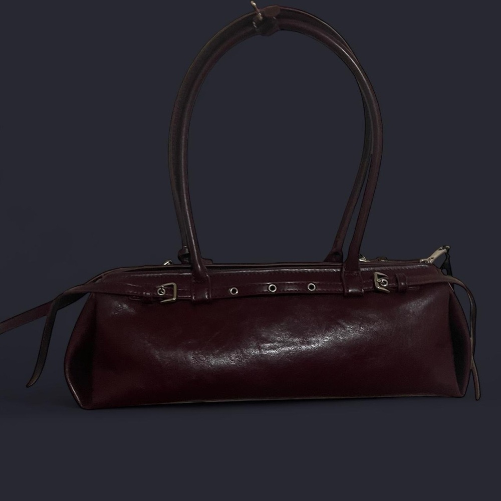 Elegant Burgundy Faux Leather Handbag -House of Harlow 1960